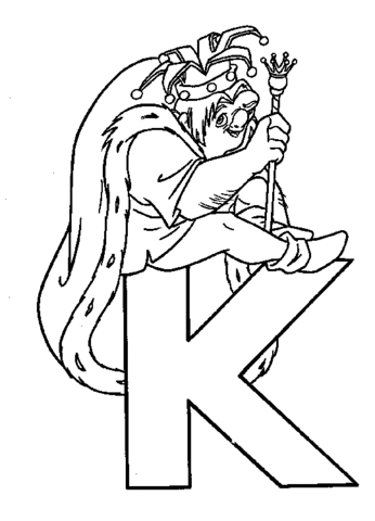 K Letter Is For A King Coloring Page